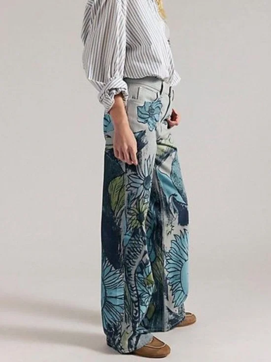 Free People We The Free Tinsley Printed Jeans in Sea Shore Combo | 25 NWT - Picture 3 of 12